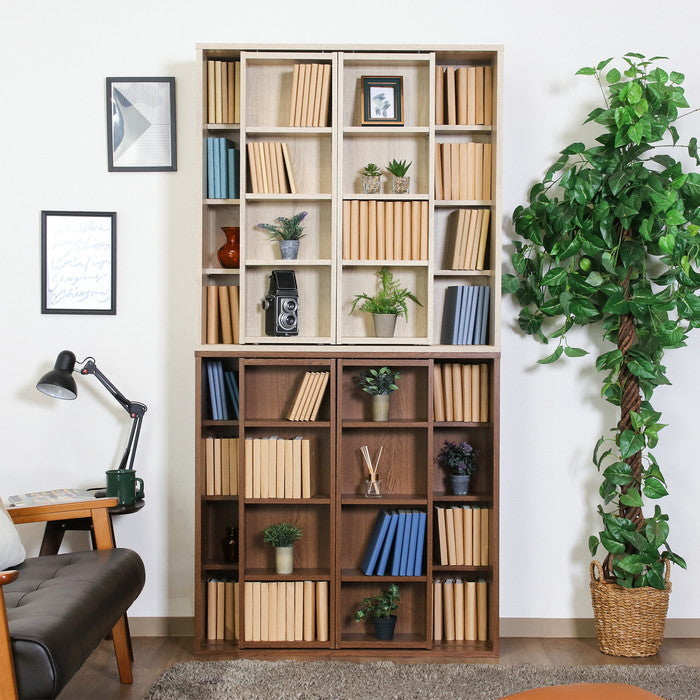 ダブルスライドラック オークBR DS9090 DS9090 オークブラウン 幅890×奥行290×高さ890mm fj-73415の画像