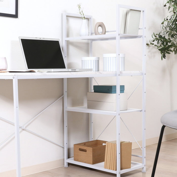 左右組み換えラック付きデスク ルカ ストーン 大理石 幅1100×奥行530×高さ1150mm fj-73613の画像