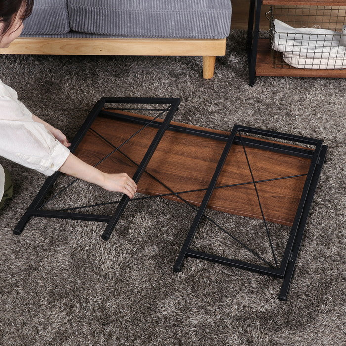 折りたたみデスク アロン BR ブラウン 幅900×奥行410×高さ720mm fj-73635の画像