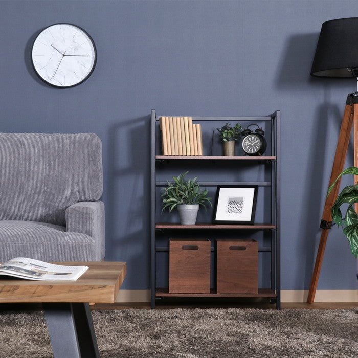 折りたたみシェルフ アロン3段 BR ブラウン 幅610×奥行310×高さ930mm fj-73638の画像