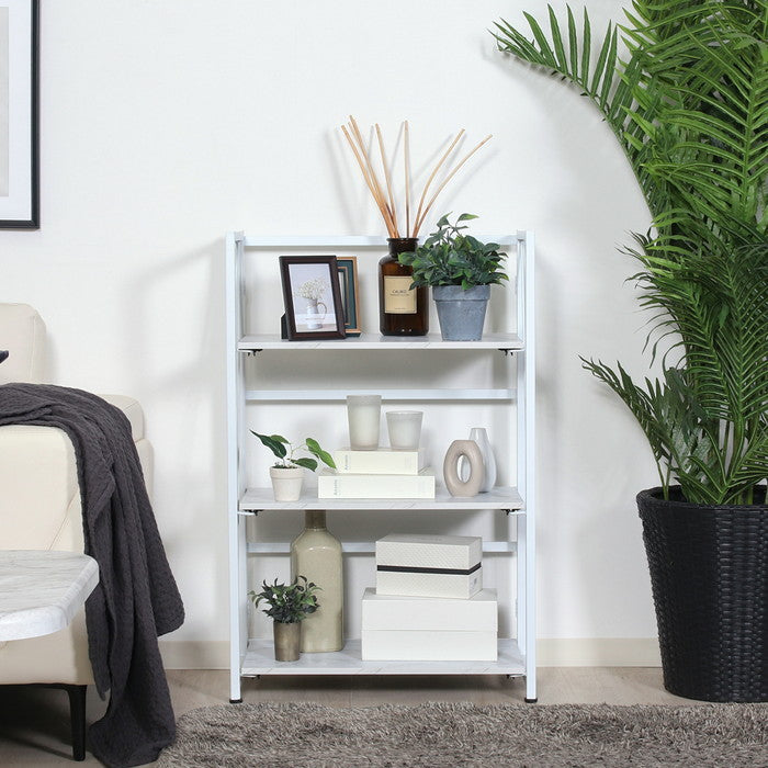 折りたたみシェルフ アロン3段 ストーン 大理石 幅610×奥行310×高さ930mm fj-73640の画像