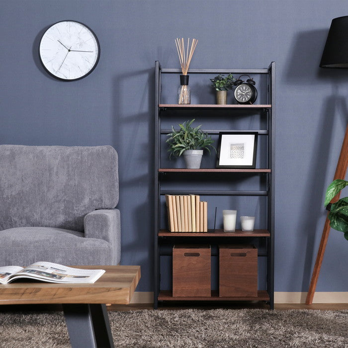 折りたたみシェルフ アロン4段 BR ブラウン 幅610×奥行310×高さ1250mm fj-73641の画像