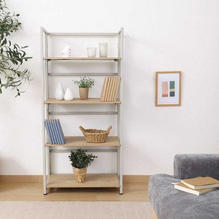 折りたたみシェルフ アロン4段 NA ナチュラル 幅610×奥行310×高さ1250mm fj-73642の画像