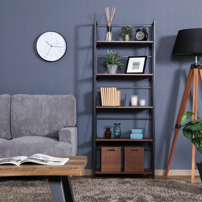 折りたたみシェルフ アロン5段 BR ブラウン 幅610×奥行310×高さ1570mm fj-73644の画像