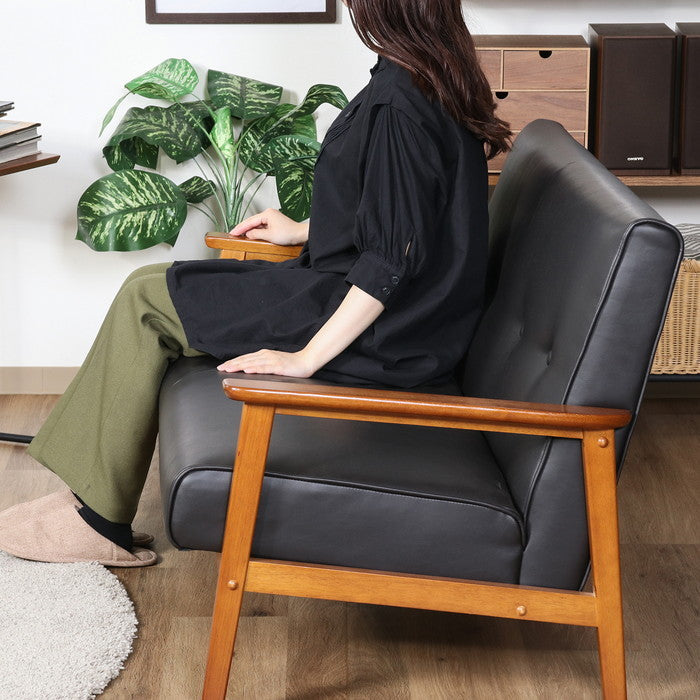 バイキャストPUソファ ミート 2P DBR ダークブラウン 幅1270×奥行700×高さ700mm fj-73761の画像