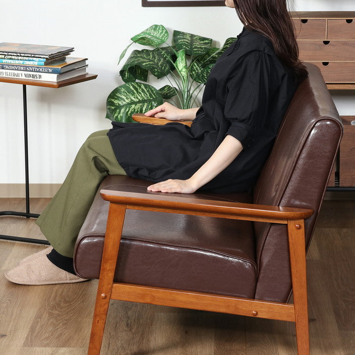 バイキャストPUソファ ミート 2P LBR ライトブラウン 幅1270×奥行700×高さ700mm fj-73762の画像