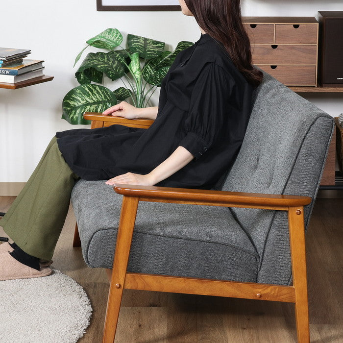 厚手ファブリックソファ ミート 2P GY グレー 幅1270×奥行700×高さ700mm fj-73763の画像