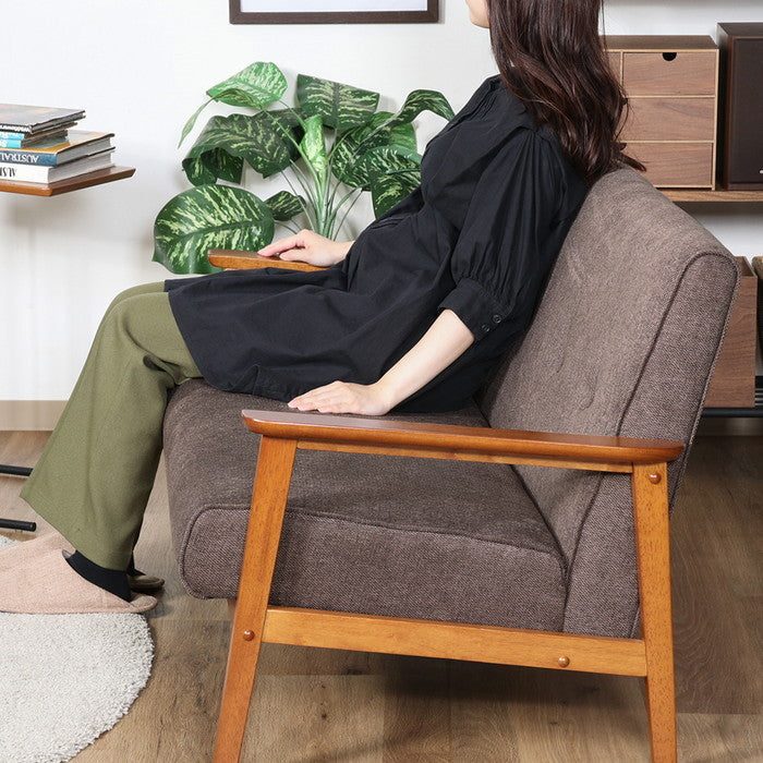 厚手ファブリックソファ ミート 2P BR ブラウン 幅1270×奥行700×高さ700mm fj-73764の画像