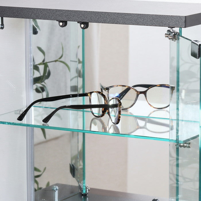 卓上ガラスコレクションケース BK G256-M BK ブラック 幅425×奥行200×高さ425mm fj-74073の画像