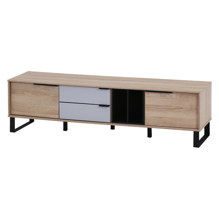 TVボード tonea 150幅 OAK×GY オーク×グレー 組立品 W1500×D396×H410mm 24.8kg fj-74195の画像