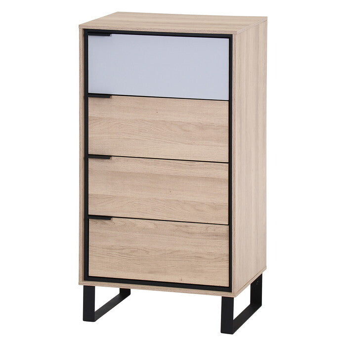 チェスト tonea 4段 OAK×GY オーク×グレー 組立品 W530×D396×H970mm 23kg fj-74196の画像