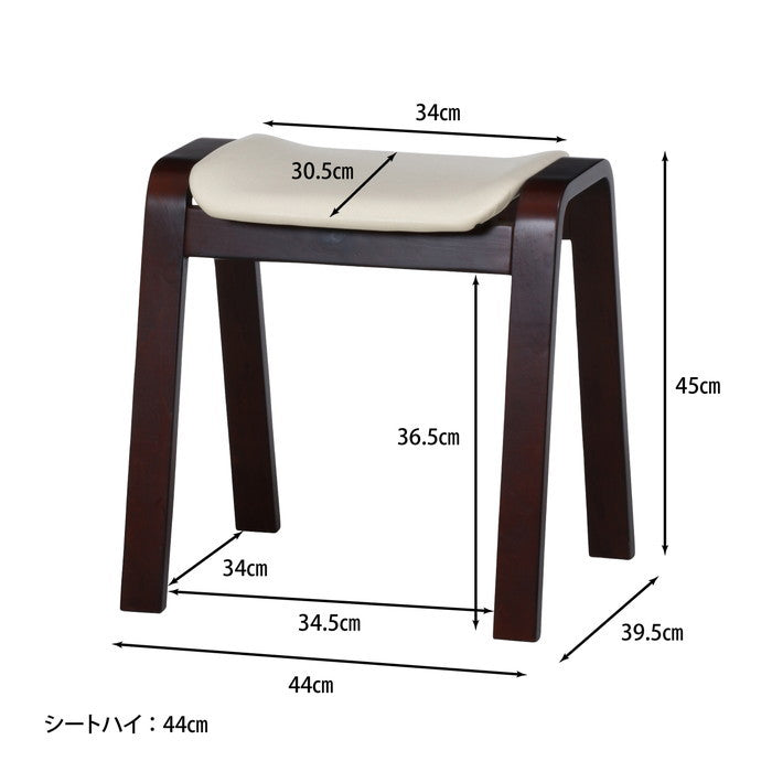 曲木スツール ハイ CF-406 DBR/PU・IV ダークブラウン/アイボリー 440×395×450 fj-75319の画像
