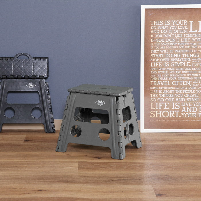 フォールディング ステップ スツール 折りたたみ 踏み台 H32cm KH カーキ 幅370×奥行300×高さ320 fj-77521の画像