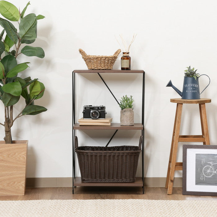 EZBOワイヤーラック3段 40幅 MBR ミドルブラウン 幅420×奥行310×高さ712mm fj-77540の画像