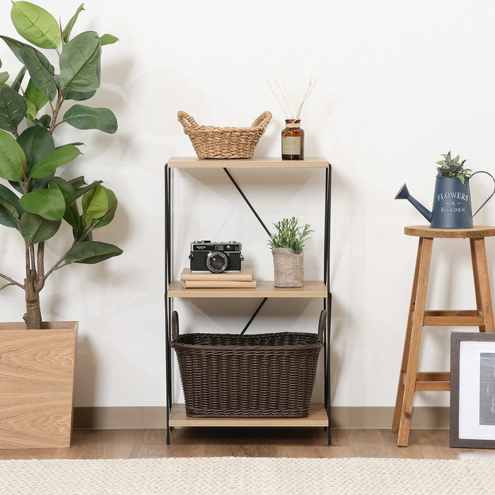 EZBOワイヤーラック3段 40幅 OAK NA オークナチュラル 幅420×奥行310×高さ712mm fj-77560の画像