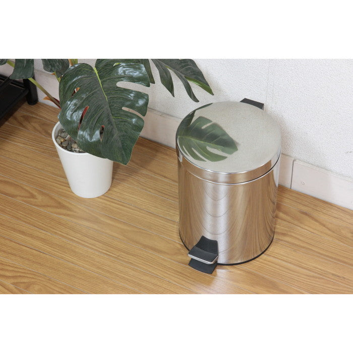 ステンレス ごみ箱 ゴミ箱 ダストボックス ラウンドペダルペール 5L 205 ×205 ×278 fj-78831の画像