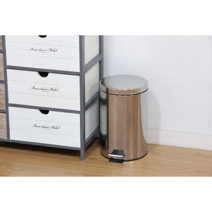 ステンレス ごみ箱 ゴミ箱 ダストボックス ラウンドペダルペール 12L 250×310×395 fj-78832の画像