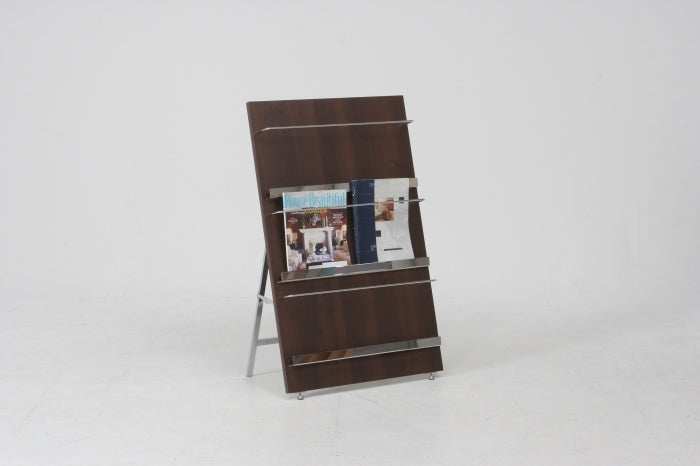 ウッドマガジンラック デコール 3段 ワイド ブラウン fj-82308の画像