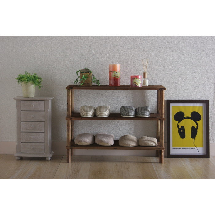 マルチ フリー シューズラック 3段 ブラウン ブラウン 幅630×奥行265×高さ480 fj-83518の画像