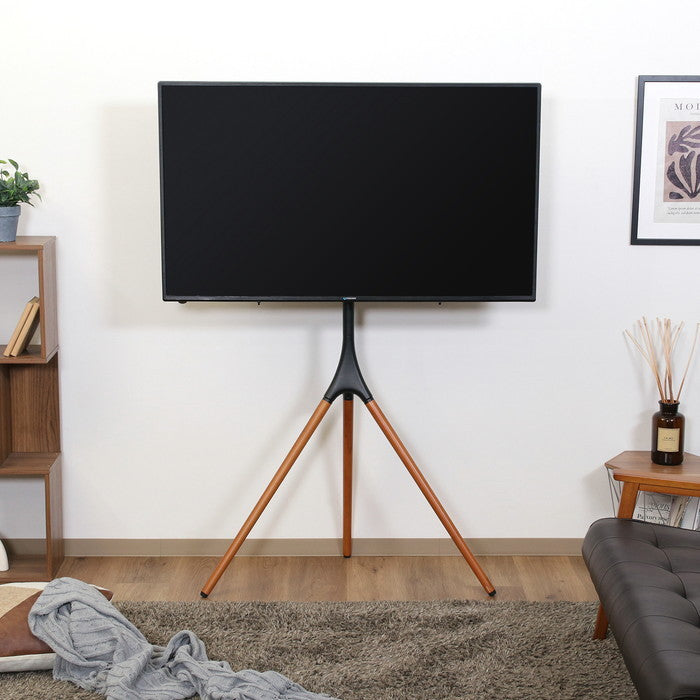 ブナ材 テレビ台 TV台 テレビスタンド 3本脚 FS12-46F ブラックブラウン 幅880×奥行420×高さ1385mm fj-85984の画像