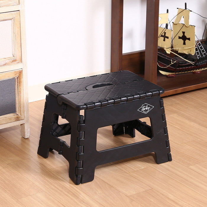 フォールディング ステップ スツール 折りたたみ 踏み台 H22cm BK ブラック 幅325×奥行255×高さ220 fj-86074の画像