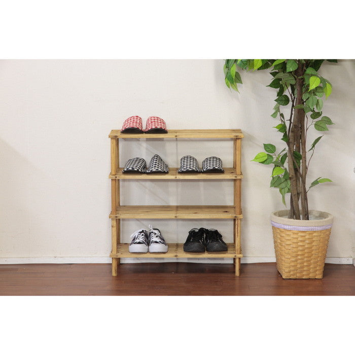 マルチ フリー シューズラック 4段 ブラウン 幅630×奥行265×高さ670 fj-89980の画像