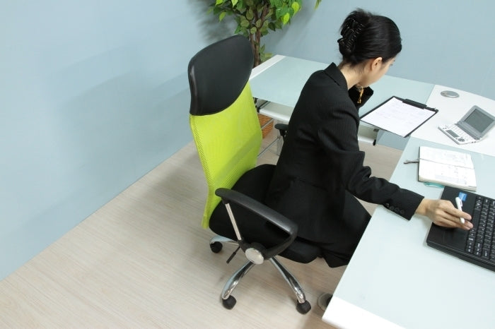 デスクチェア メッシュバックチェアー HF-98GR グリーン fj-90881の画像