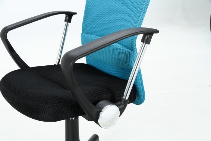 デスクチェア メッシュバックチェアー ハンター 肘付 BL ブルー fj-94432の画像