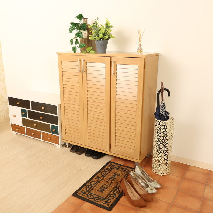 ルーバーシューズボックス ワイド ナチュラル fj-96564の画像