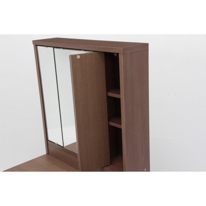 ドレッサー 三面鏡 スツール付き ミディアムブラウン 2016-0803-04 fj-97708の画像