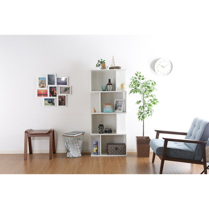 S型ディスプレイラック 4段 ホワイトウッド BOOK SHELF 4 fj-98715の画像