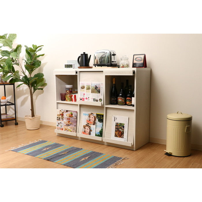 ディスプレイラック 120幅 ホワイトウッド RG-1285DP fj-98799の画像