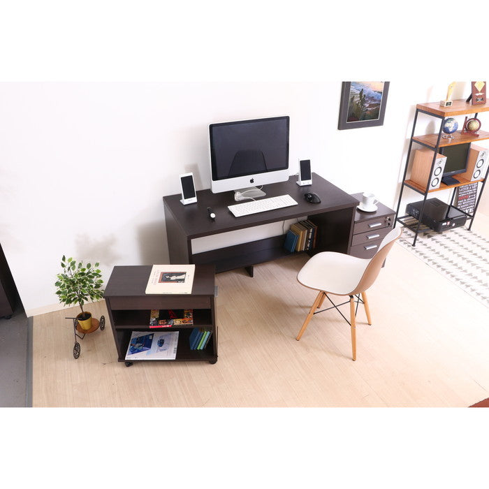 デスク3点セット ブラウン fj-99257の画像