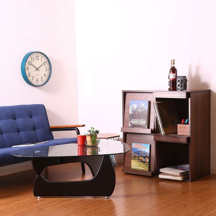 ディスプレイラック 4マス ミディアムブラウン DP8085BR fj-99281の画像