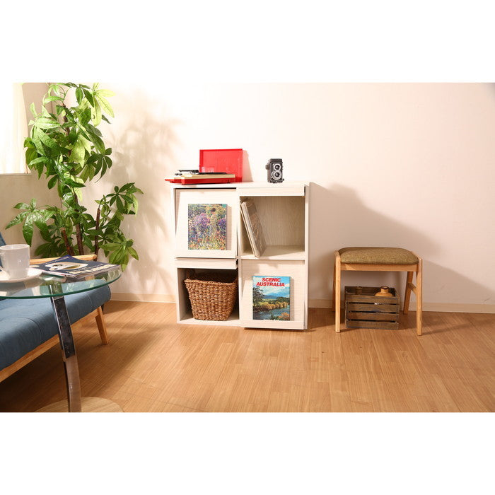 ディスプレイラック 4マス ホワイトウッド DP8085BR fj-99282の画像