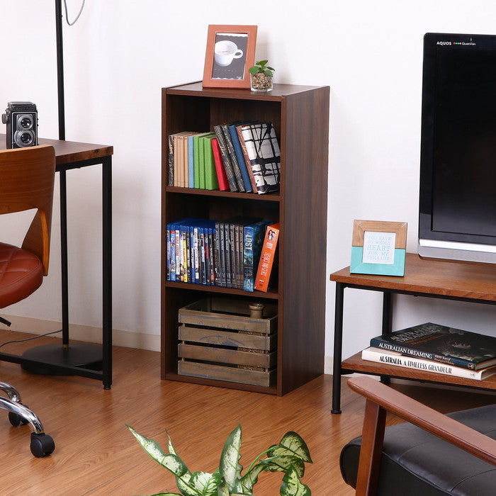 組立簡単 ボックス 3段 MBR ミディアムブラウン 415×290×880 fj-99700の画像