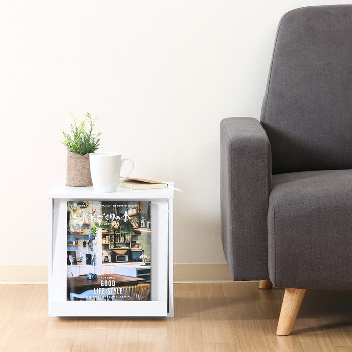 キューブボックス フラップ扉 WH ホワイト 346×293×344 fj-99894の画像