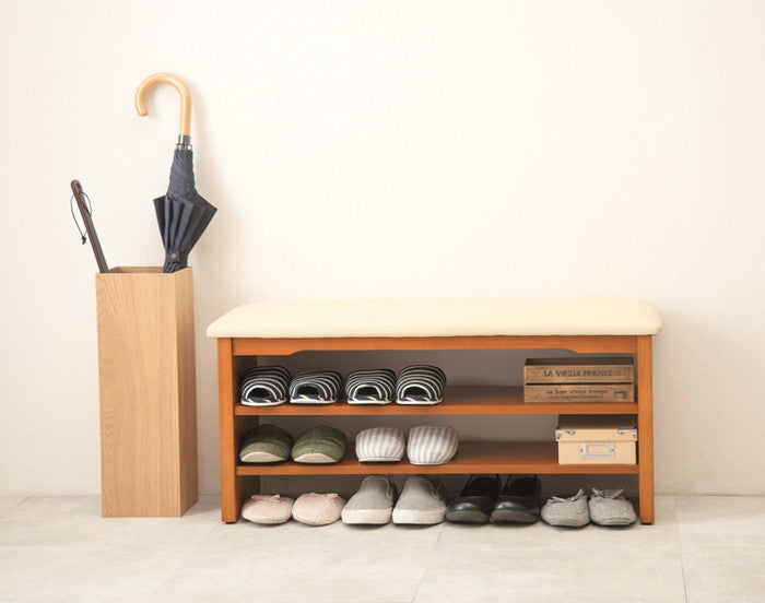 玄関ベンチ VH-7102LBR 幅90×奥行31×高さ43×座面高43cm hgs-2090964000の画像