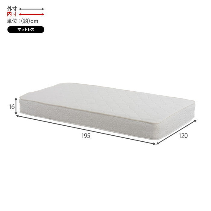 マットレス付 セミダブル ミドルベッド MB-5116SD3101 ナチュラル ライトブラウン ホワイトウォッシュ ベッド マットレス hgs-3000000694の画像