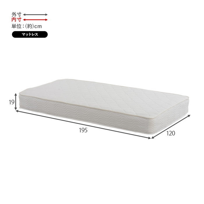 マットレス ポケットコイル付 セミダブルベッド MB-5164SD3102 幅120.5×奥行211.5×高さ72×床面高31/36/41cm、マットレス: 幅120×奥行195×高さ19cm hgs-3000000737の画像