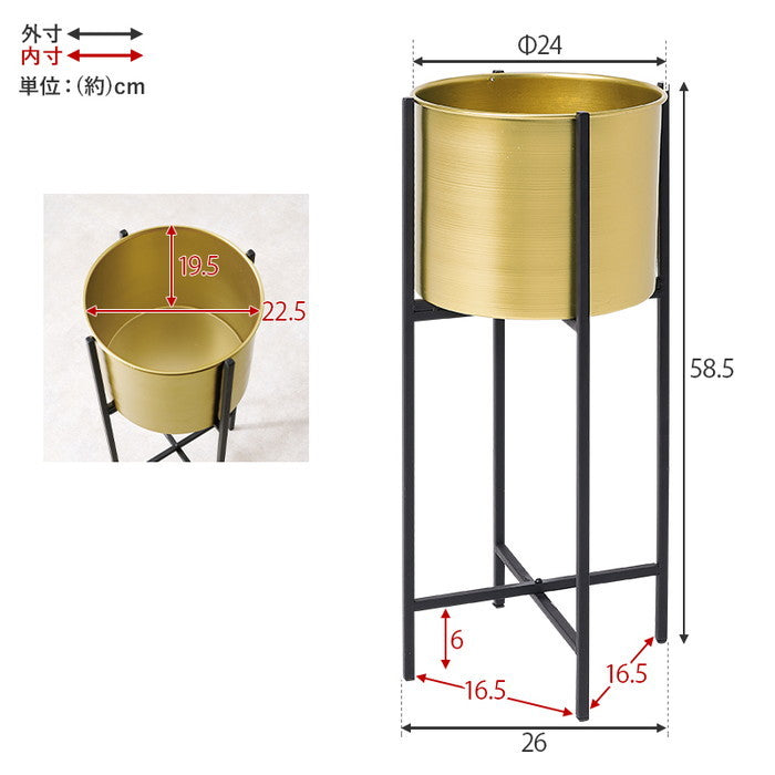 フラワースタンド LCF-4496-GD (約)幅26×奥行26×高さ58.5cm hgs-3000000931の画像