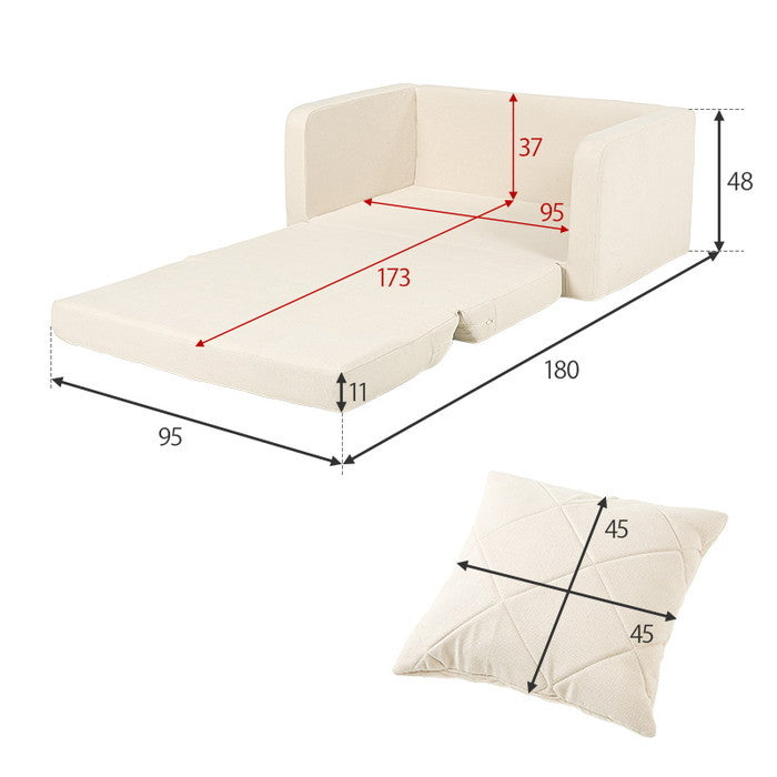 ソファベッド LSF-4888-2P-BE (約)幅110×奥行70/180×高さ60/48×座面高22/11cm hgs-3000002613の画像