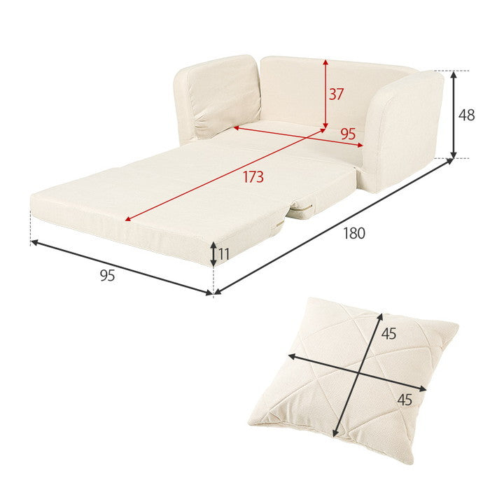 肘リクライニングソファベッド LSF-4888G-2P-BE (約)幅110?155×奥行70/180×高さ60/48×座面高22/11cm hgs-3000002617の画像
