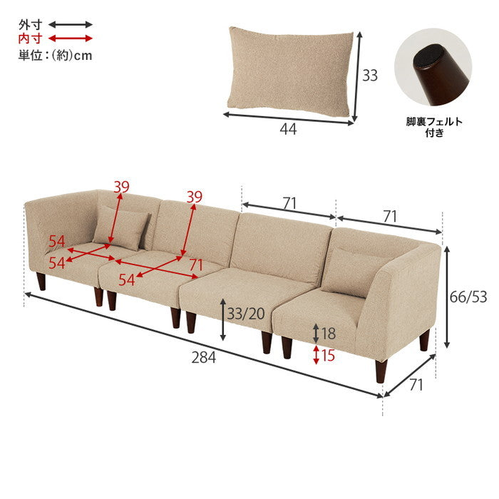 ソファ4点セット フラットS-BE-4S hgs-3000002625の画像