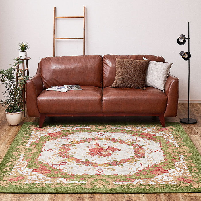 ゴブランシェニールラグ ブローズ 約190×190cm 抗菌防臭 洗える 滑り止め付き オールシーズン hig-240632300xの画像