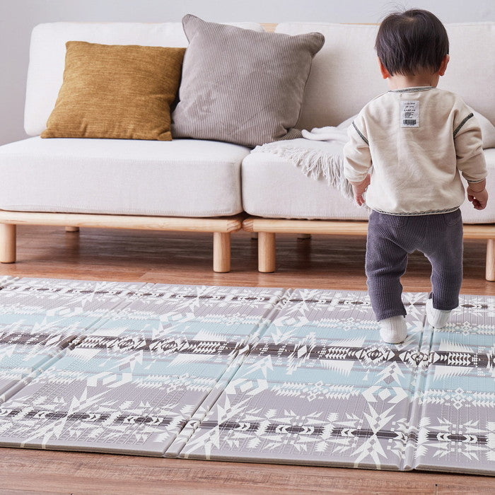 折りたたみ アウトドアマット エクスキリム 約148×196cm コンパクト収納 水拭きOK 撥水 両面 リバーシブル hig-240632401xの画像