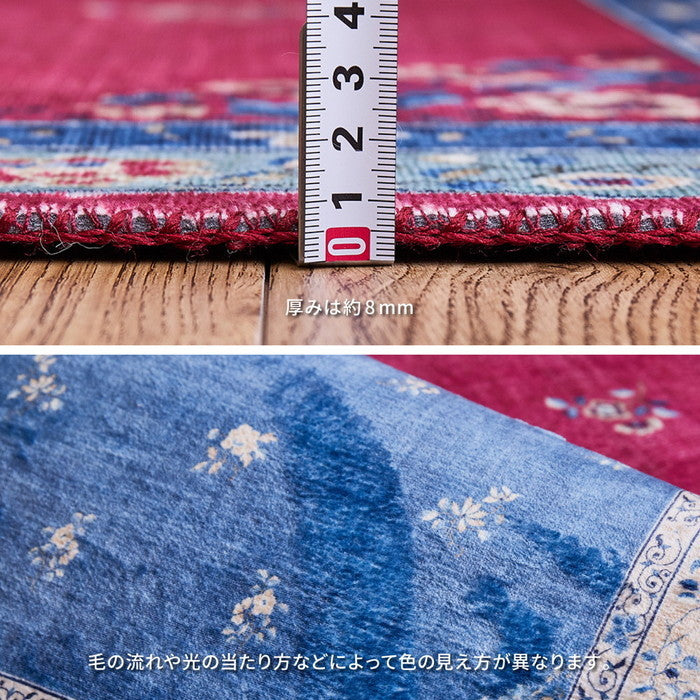 玄関マット ミュゲ 約50×80cm 転写プリント フランネル 洗濯機で洗える 滑り止め付き フェミニン シノワズリ 花柄 インテリアマット hig-240632504xの画像