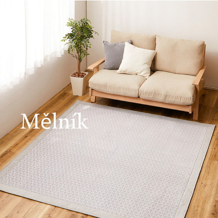 洗濯機で洗えるラグ メルニーク 約185×185cm ホットカーペットカバー フランネル カービング加工 シンプル オールシーズン hig-240641100xの画像