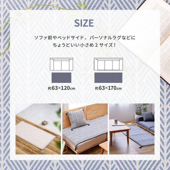 インド綿ラグ クラック 約63×120cm ふっくら 厚手 防音 ボンディング マット hig-270080661xの画像