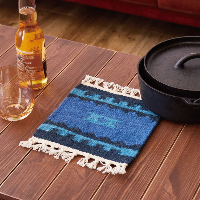 キリム 鍋敷き 約20×20cm ウール ハンドメイド エスニック アウトドア キャンプ hig-270081001xの画像